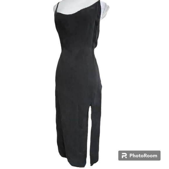 ZARA Spaghetti Straps Midi/Maxi Minimalist LBD Slip Black  Dress - Picture 4 of 14